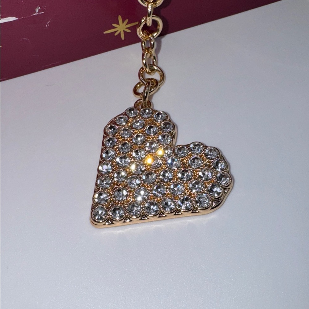 Jeweled Heart Bag Charm Keychain - Picture 3 of 3